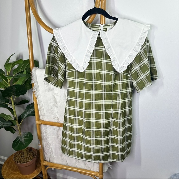Ghospell Green and White Plaid Dress sz S - Picture 1 of 4